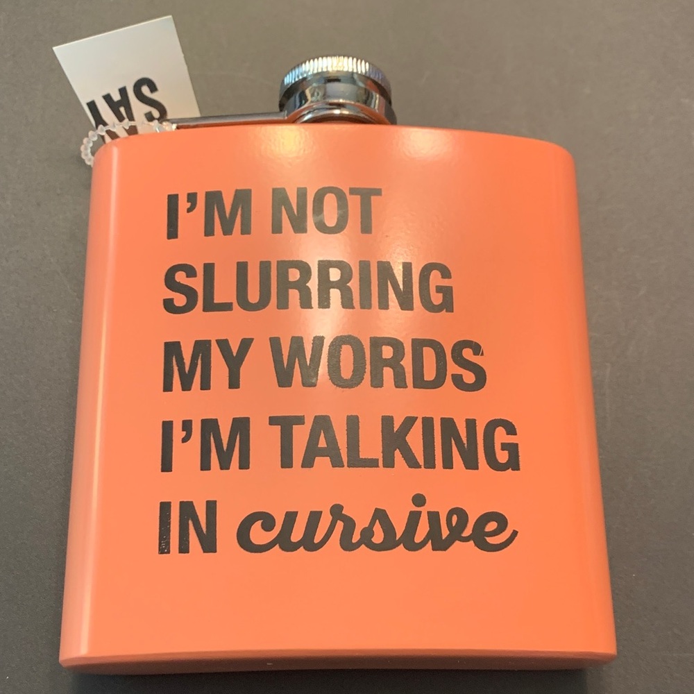 Orange Flask with Cursive Text
